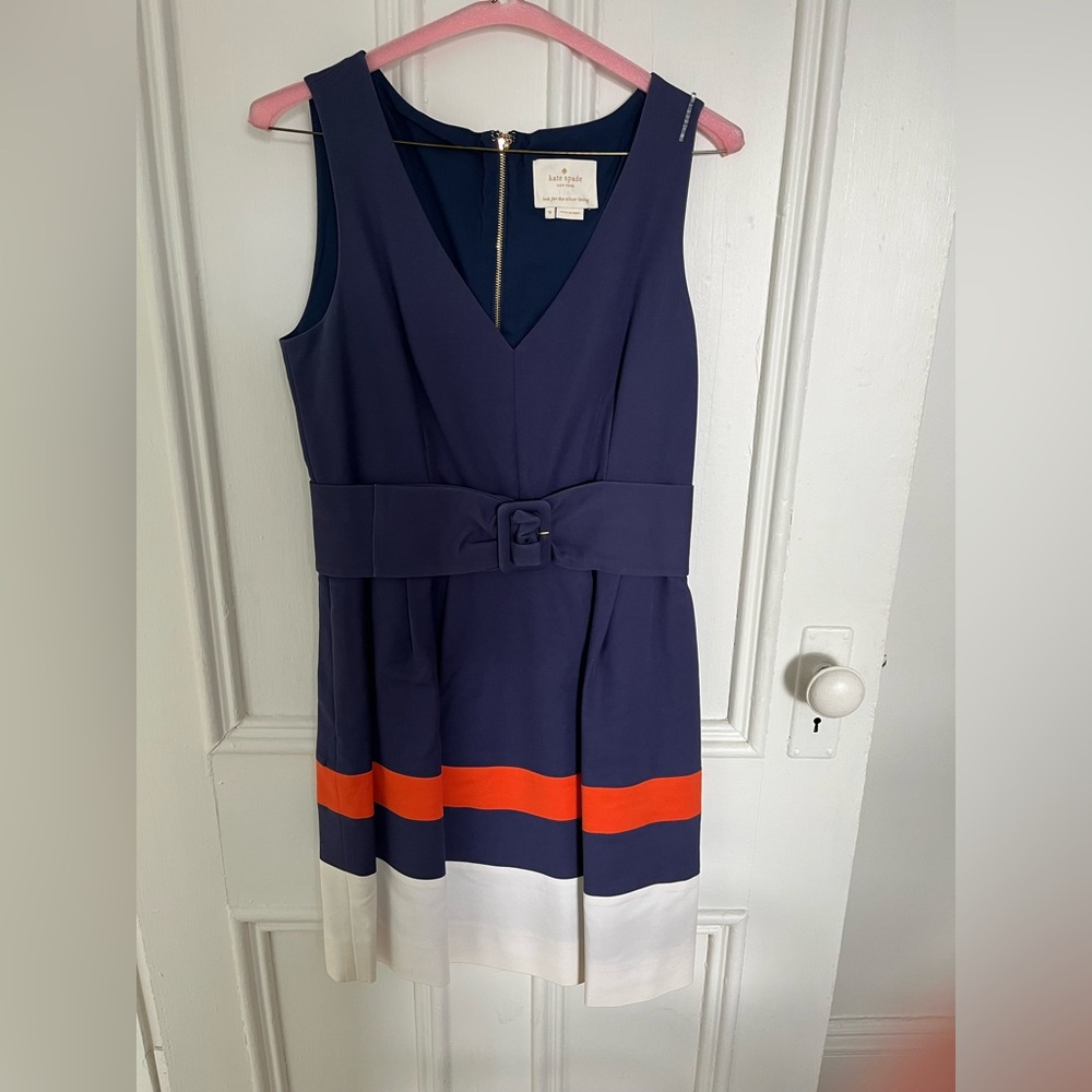 Kate Spade Navy and Orange Sleeveless Dress size 8